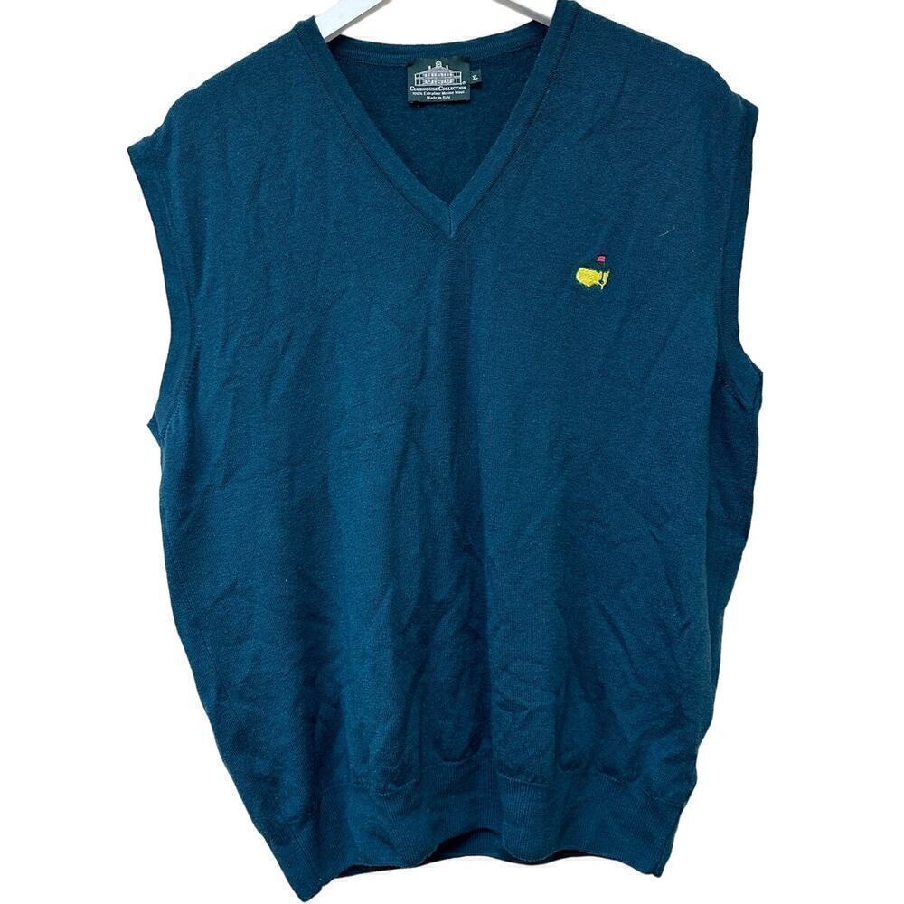 The Masters Blue Extraline Merino Wool Sweater Vest Size XL Flawed